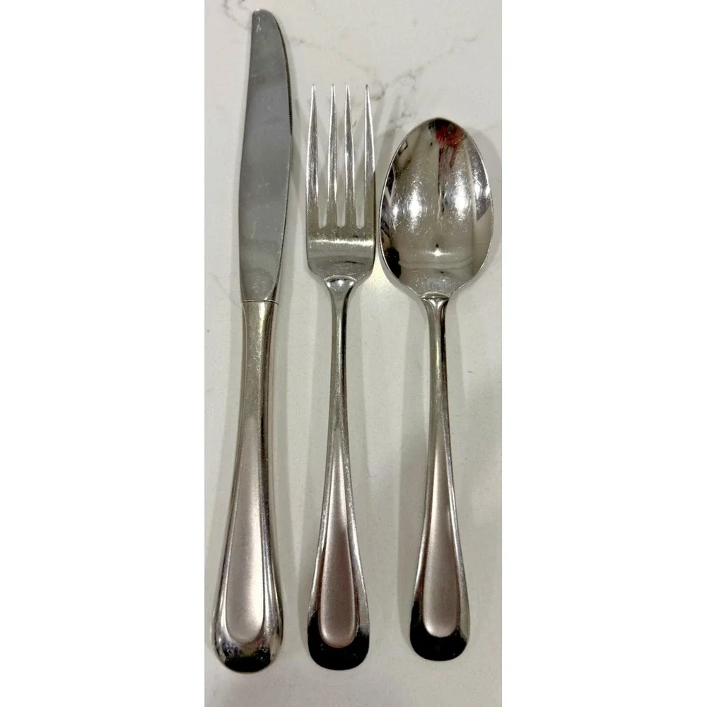 Oneida Satin Sand Dune Stainless Flatware USA Fork,‎ Knife, Spoon 3 Piece Lot
